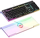 Clear 366 Kinds RGB Acrylic Tilted Full Size Computer Keyboard Holder,PC Keyboard Stand Tray Holder for Easy Ergonomic Typing and Working at Home and Office Upgraded Version