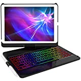 iPad 10.2 Keyboard Case for iPad 10.2' 9th 2021/8th 2020/7th 2019/Air 3/Pro 10.5,Slim Protective Cover with Apple Pencil Holder,10 Color Backlit Bluetooth Keyboard,360° Rotatable Hard Case(Black)