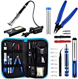 ANBES Soldering Iron Kit, Upgraded 60W Adjustable Temperature Welding Tool with ON-OFF Switch, 8-in-1 Screwdrivers, 2pcs Soldering Iron Tips, Solder Sucker, Wire Cutter,Tweezers,Soldering Iron Stand