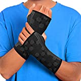 Sparthos Wrist Support Sleeves (Pair) – Medical Compression for Carpal Tunnel and Wrist Pain Relief – Wrist Brace for Men and Women (Small, Midnight Black)
