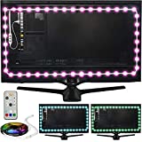 Power Practical LED Lights for TV in Living Room or Bedroom, Luminoodle Backlight, USB Powered Strips w/Remote for 15 Ambient Color Bias Lighting Options & 10 Brightness Modes, Size (30'-40' TV)
