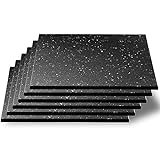 CyclingDeal 5/8' Thick High-Density Gym Floor Mats Tiles - 6 Pack 19.67”x 19.67” Rubber Exercise Workout Equipment Ground Mat - Noise Shock Absorbing Surface Protection Home Garage Playground - B&W