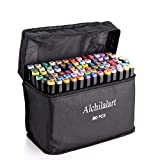 80-Colors Alcohol Based Markers, Alchilalart Alcohol Markers Set, Dual Tip Alcohol Sketching Drawing Markers Animation for Adults Kids