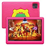 Kids Tablet 10 Inch, Android 10.0 Tablet PC 10.1' Display 6000mAh Kidoz Pre Installed Parental Control Learning Tablet, 32GB ROM Quad Core Processor Wi-Fi Bluetooth Kid-Proof Case, Pink