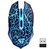TENMOS M2 Wireless Gaming Mouse, Silent Rechargeable Optical USB Computer Mice Wireless with 7 Color LED Light, Ergonomic Design, 3 Adjustable DPI Compatible with Laptop/PC/Notebook, 6 Buttons (Black)