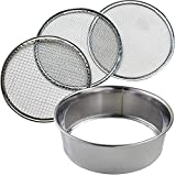 Wazakura 3PCS Soil Sieve Set 8-1/4 inch (210mm), 3 Sieve Mesh Filter Sizes, Bonsai Gardening Tool