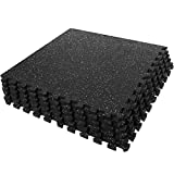 SUPERJARE 0.56 Inch Thick Gym Flooring for Home Gym, 6 Tiles Gym Floor Mats with Heavy Duty Rubber Top, Interlocking Rubber Flooring Mat, 24' x 24' Workout Exercise Equipment Mats (24 sqft)
