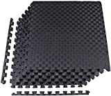 BalanceFrom 1' EXTRA Thick Puzzle Exercise Mat with EVA Foam Interlocking Tiles for MMA, Exercise, Gymnastics and Home Gym Protective Flooring (Black), 24 Square Feet