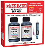 Red Star Ink Refill kit Suitable for HP 60 61 62 63 64 65 67 21 27 56 74 92 94 96 98 99 818 901 Black Ink Cartridge with 120 ml Compatible Ink, Filling Tools & Instructions