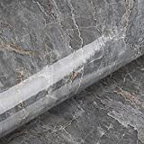 Livelynine Dark Grey Marble Contact Paper for Countertops Waterproof Marble Wallpaper Peel and Stick Countertops for Bathroom Counter Top Kitchen Counter Desk Table Locker Cover Wrap 15.8X78.8'