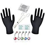 PiercingJ 15pcs 14G Navel Belly Button Piercing Kit 14 Gauge Piercing Needles with Belly Button Rings