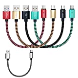 Short Micro USB Cables 1Ft [5 Pack] Nylon Braided, HONEST KIN Fast Charging USB 2.0 Android Charger Cord Compatible with Power Banks, Phones Samsung Galaxy S7/ HTC/LG, Kindle,PS4,Camera,MP3,TV Stick
