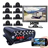 JOINLGO 8-CH Mobile DVR Backup Camera System 10' HD Screen Remote Monitor on PC Phone GPS WiFi 4G 1080P AHD Vehicle Car DVR MDVR Video Recorder with Mini Large View Angle Car Cameras for Truck/RV/Bus
