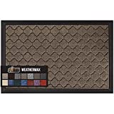 Gorilla Grip All-Season WeatherMax Doormat, 47x35, Durable Natural Rubber, Stain and Fade Resistant, Low Profile, Indoor Outdoor Doormats, Easy Clean Patio Entry Mat, Latte Quatrefoil