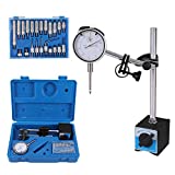 Qnkaa Dial Indicator with Magnetic Base Holder Fine Adjustable Long Arm 0-1' Professional Gauge 0.001'