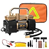 Portable Air Compressor Pump Tire Inflator for Car, Truck, Suv, Digital Gauge 12V 70L/Min Heavy Duty Double Cylinders Auto Shut-Off 150PSI with LED Lights,11.5ft Extension Air Hose and Tire Repair Kit