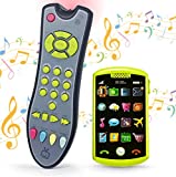 CCYYZZ Baby TV Remote Control and Baby Phone Toy Set for Boys and Girls, Musical Remote and Pretend Phone Playset for Babies, Kids, Birthday