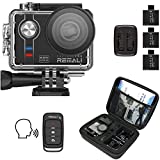REMALI CapturePro 4K/60fps 20MP Waterproof Sports Action Camera Kit with Carrying Case + 3 Batteries, WiFi, 2' Touch Screen, 8X Zoom, Slow/Fast Motion, Remote/Voice Control, EIS, Distortion Correction