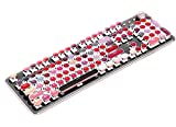 CORN K520 Lipstick Mechanical Keyboard Metal Panel Round Retro Backlit 104 Keys USB Wired Blue Switch for Desktop, Laptop
