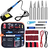 Soldering Iron Kit, Jewelry Soldering Iron 60W - Upgraded AdjustableTemperature Welding Tools,Soldering Gun Solder Wire,Wire Cutter,Soldering Iron Stand, Desoldering Pump, Heat ShrinkTubing 127pcs