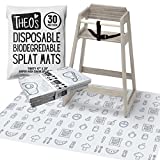 30 Pack | Disposable Splat Mats | THEO'S MATS | Highchair Splat Mat for Floor | Baby Led Weaning Supplies | Biodegradable(THEO002)