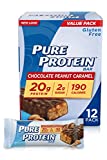 Pure Protein Bars, High Protein, Nutritious Snacks to Support Energy, Low Sugar, Gluten Free, Chocolate Peanut Caramel, 1.76 oz., 12 Count