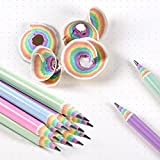 ECOTREE Eco-friendly Wood & Plastic Free Rainbow Recycled Paper #2 HB Pencils For School and Office Supplies, Pre-sharpened,12-Pack
