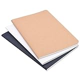 (Set of 3) A5 Dotted Notebook/Travel Journal - 5.5 x 8.25 Dot Grid Paper for Bullet Notes Journaling, Total 120 Sheets/240 Pages, Black/White/Kraft Brown Cover