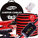 TOPDC Smart Jumper Cables 4 Gauge 20 Feet -40℉ to 167℉ Heavy Duty Booster Cables with Reverse Hook Up and Alternator Indicator, Battery Condition Tester (4AWG x 20Ft)