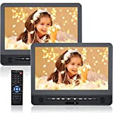 12' Portable DVD Player for Car, DESOBRY Car DVD Player Dual Screen with 5-Hour Rechargeable Battery, HD Transmission, Headrest DVD Player Support USB/SD,Last Memory(1 Player+1 Monitor)