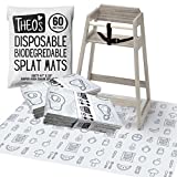 60 Pack | Disposable Splat Mats | THEO'S MATS | Highchair Splat Mat for Floor | Baby Led Weaning Supplies | Biodegradable (THEO001)