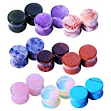 BodyJ4You 18PC Stone Ear Plugs Stretching Gauges Kit | 4G (5mm) | Saddle Double Flare Tunnel | Purple Turqoise Green Blue Pink Amber | Men Women Unisex Earrings Body Jewelry