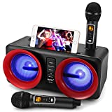 【Upgraded Version】Karaoke Machine, ALPOWL Portable PA Speaker System with Colorful Gradient LED Lights and 2 Karaoke Microphones for Home Party, Wedding, Church, Picnic, Outdoor/Indoor (Black)