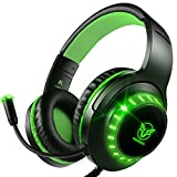 Pacrate Gaming Headset with Microphone for PC Laptop PS4 PS5 Headset Switch Xbox One Headset Gaming Headphones with Microphone PC Headset with Mic & LED Lights for Kids Adults
