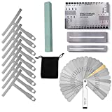 Uiegurit 15 Pieces Guitar Luthier Tools Including Guitar Radius Gauge, String Action Ruler, 32 Blades Feeler Gauge, Fingerboard Fret Protector Guards and Grinding Stone for Guitar and Bass Setup