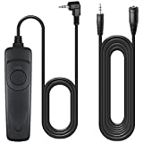 3.3ft Shutter Release Remote Control with 11.4ft Extension Cable 2.5mm, AFUNTA RS-60E3 Wired Remote Control Switch Cord Replacement Compatible 70D 100D 1200D Digital Camera DSLR