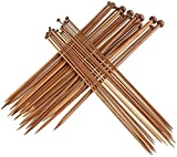 ZKSM Knitting Needles, 36Pcs Single Pointed Bamboo Knitting Needles with 18 Size from 2.0mm to 10mm Ideal for DIY Weave Yarn with Sweater Scarf Blanket, 35CM(13.78 Inch)