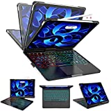 KVAGO iPad Air 5th Generation 2022 Case with Keyboard- Smart Trackpad- 7 Color Backlight- 360° Rotatable- Touchpad iPad Air 4th Generation Case with Keyboard 2020 10.9 inch with Pencil Holder, Black