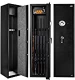 Quicktec Larger and Deeper Rifle Safe, New and Improved Gun Safe for 5-6 Rifles and Shotguns for Home, Quick Access Gun Storage Cabinet (w or w/o Scope) with Pistol Lockbox Silent Mode