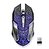 Wireless Gaming Mouse, VEGCOO C8 Wireless Rechargeable Mouse with Colorful LED Lights and 2400/1600/1000 DPI for Laptop and Computer (C9 Silver)