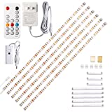 WOBANE Under Cabinet LED Lighting kit, 6 PCS LED Strip Lights with Remote Control Dimmer and Adapter, Dimmable for Kitchen Cabinet,Counter,Shelf,TV Back,Showcase 2700K Warm White,Bright 1500lm,Timing