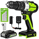 Greenworks 24V Brushless Cordless Hammer Drill/Drill Driver with Battery & Charger, 530 in-lbs Torque, 1/2” Keyless Chuck, Variable Speed Control, Included 5 pcs Drill Bits