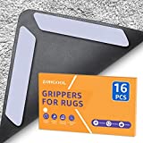 16 PCS Rug Tape, Reusable Washable Carpet Tape, Double Sided Non-Slip Rug Pads for Hardwood Floors, Rug Stoppers for Area Rugs, White