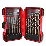 Hymnorq 15 Piece Metric M35 Cobalt HSS Drill Bit Kit with Straight Shank for Drilling Cast Iron, Brass, Aluminium, Stainless Steel and Other Hard Materials