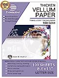 Translucent Vellum Paper, Dowsabel 68LBS 8.5 x 11 inches Printable Vellums for Card Overlays, Invitations Belly Bands, Envelope, Lantern,50 Sheets