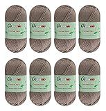 Crochet Knitting Yarn Bamboo Cotton Superfine Fingering Weight 8 Skeins (Mink Grey)