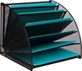 Mesh Office Organizer for Desk - Fan Shaped Desktop Organizer with 6 Compartments for Filing Paper, Bills, Letters. Desk File Organizer for Work, School, Office, Waiting Room, Classroom, and More
