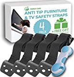 Family Care Metal Anti Tip Furniture Straps/TV Safety Straps (4 Pack+Gift) Kit -Secure 400lb- Earthquake Straps for Bookcases - Furniture Wall Anchors for Baby Proofing - Anti Tip Furniture Anchors