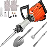 VEVOR Demolition Jack Hammer, 2200W Electric Demolition Jack Hammer w/ 4 Bits clay spade chisel & scraping chisel & flat chisel & pointed chisel, 1400 RPM Concrete Breaker, 360° ROTARY Electric Hammer