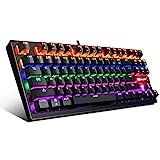 K87 Mechanical Gaming Keyboard with Multi Color Illuminated LED Backlit, Wired Mini Gaming Keyboard Blue Switch, Small 80% Tenkeyless Mechanical Keyboard for Windows PC MAC Laptop Gamer